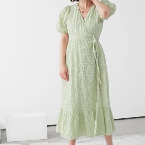 \u0026 Other Stories Dresses | \u0026Other Stories - Puff Sleeve Wrap Maxi Dress US 10 | Color: Green | Size: 10 | Bailey_Shea's Closet